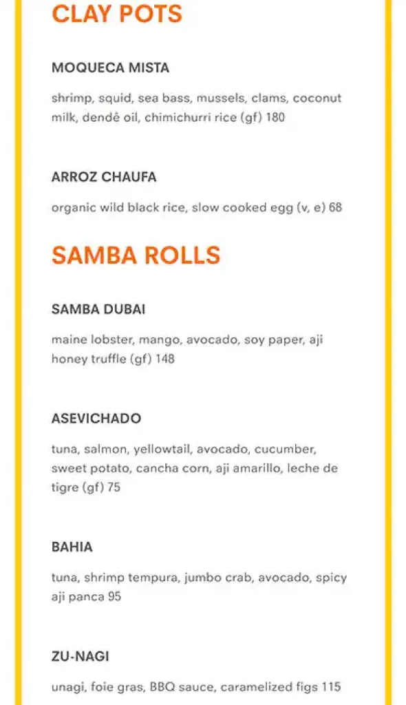 sushi samba menu page10