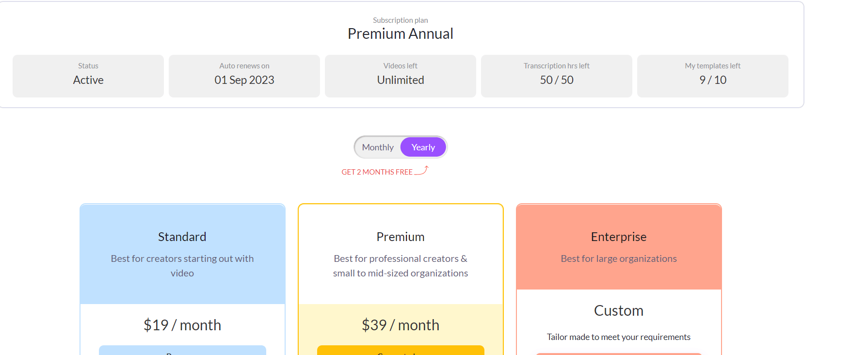 Pictory pricing plans 1